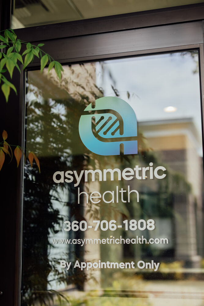 Asymmetric Health clinic entrance in Lacey, Washington